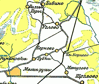 Деревня Корнево на карте 1928 года