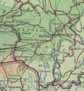 Каунасская область на карте