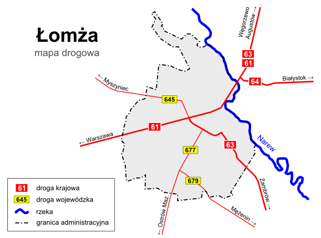 Файл:Łomża mapa drogowa.png