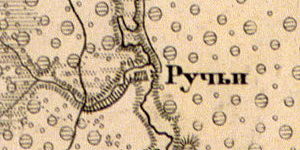 Деревня Лужки на карте 1863 г.