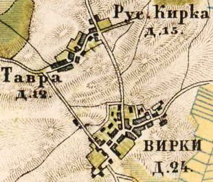 Деревня Тавры на карте 1885 г.