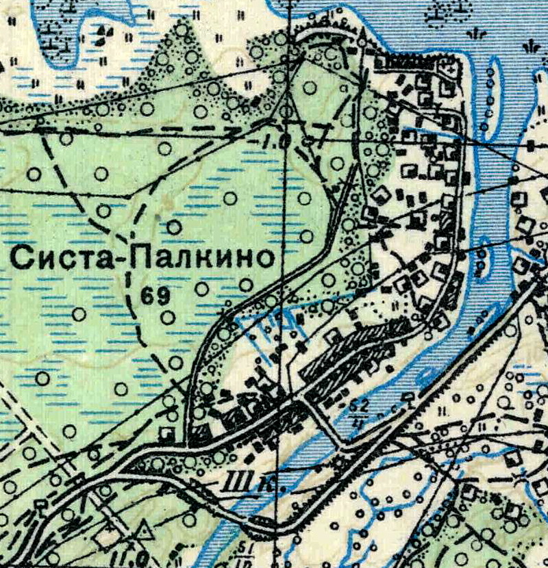 План деревни Систо-Палкино. 1938 год