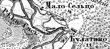 Деревня Кулатино на карте 1913 г.