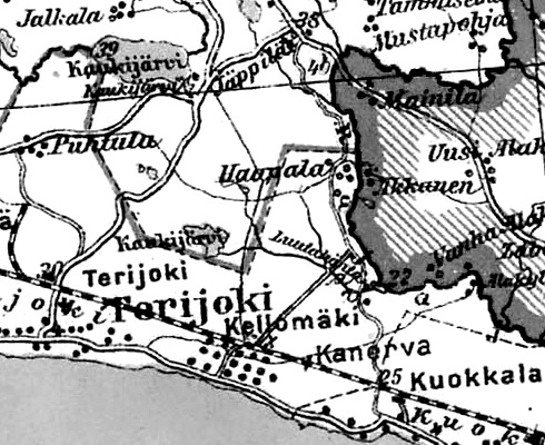 Деревня Хаапала на финской карте 1923 года