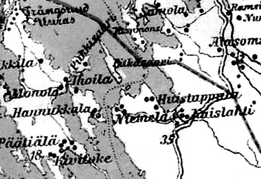 Деревня Ниемеля на финской карте 1923 года