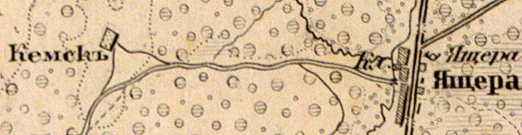 Деревня Кемск на карте 1863 г.