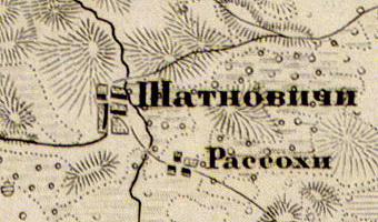 Деревня Рассохи на карте 1863 г.