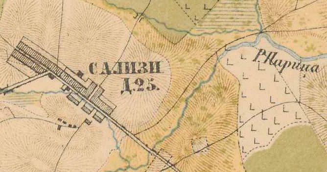 План деревни Котельниково (Сализи). 1885 год