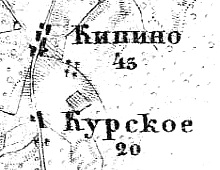 Деревня Курско на карте 1915 г.