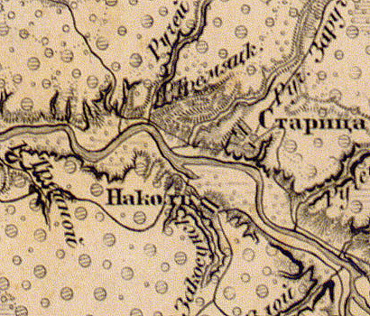 Деревня Накол на карте 1863 г.