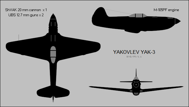 Файл:Yakovlev Yak-3 three-view silhouette.png