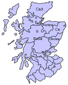 На этой карте Шотландии примерно показано, где располагались пиктские королевства.