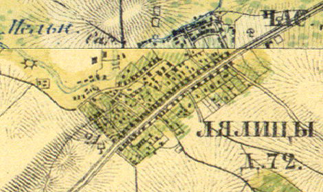 Деревня Лялицы на карте 1860 года