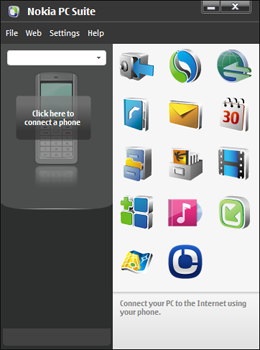 Скриншот программы Nokia PC Suite