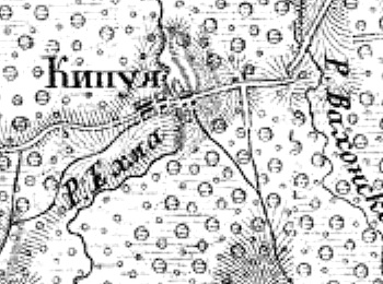 Деревня Кипуя на карте 1915 г.