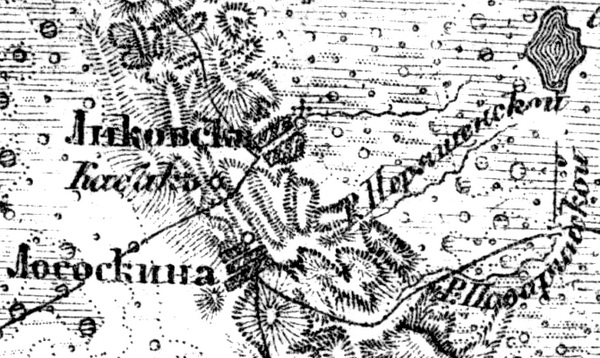 Деревня Ликовское на карте 1919 г.