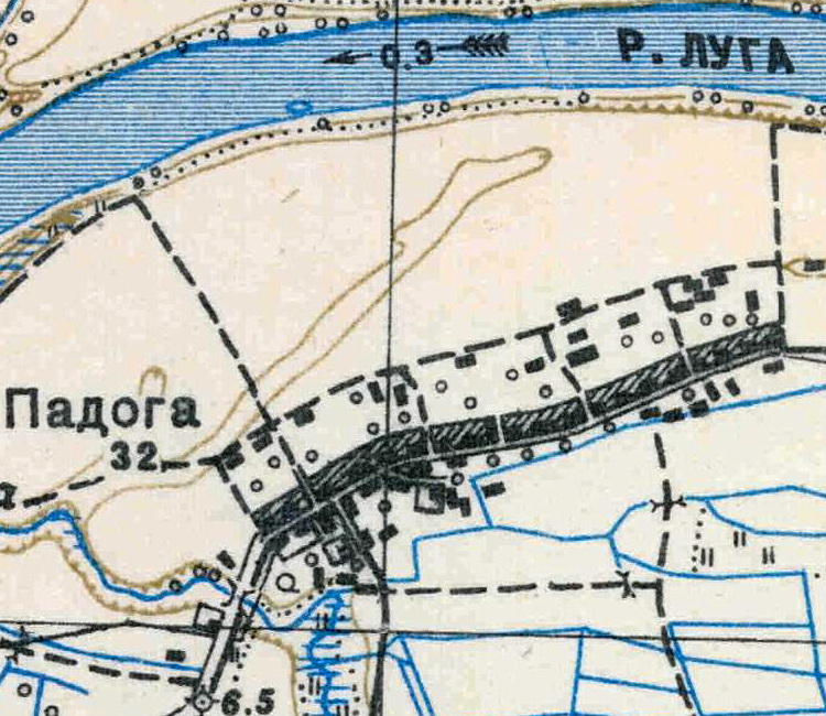 План деревни Падога. 1938 год