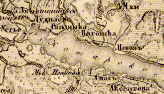Деревня Будилово на карте 1863 г.