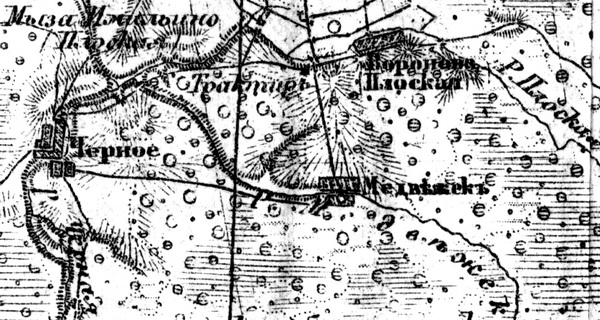 Деревня Медвежек на карте 1919 г.