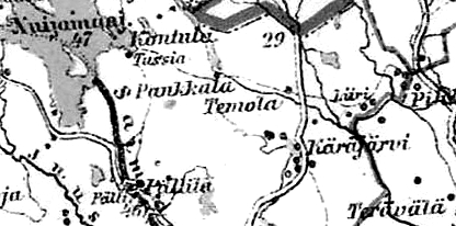 Деревни Темола и Кяряярви на финской карте 1923 года