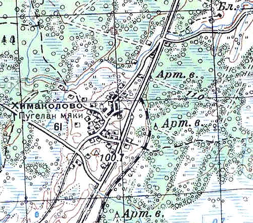 Деревня Химаколово на карте 1939 г.