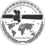 Спутник Туркмен Алем 52Е на памятной монете Туркмении