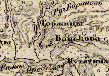 Деревня Баньково на карте 1863 г.