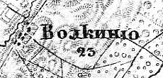 Деревня Волкино на карте 1915 г.