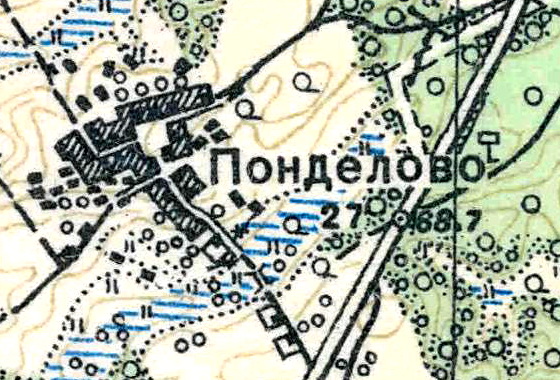 План деревни Понделово. 1938 год