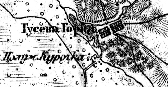 Деревня Гусева Гора на карте 1919 г.