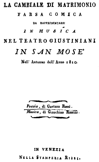 Файл:Gioachino Rossini - La cambiale di matrimonio - titlepage of the libretto - Venice 1810.png