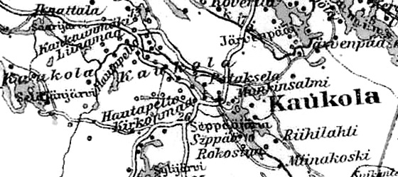 Деревня Каукола на финской карте 1923 года