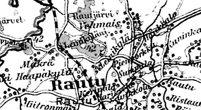 Село Рауту на финской карте 1923 года