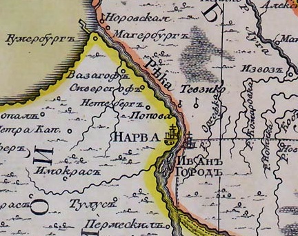 Тявзино (Тевзико) на карте 1770 года.