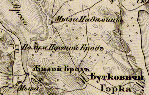 Деревня Петровская Горка на карте 1863 г.