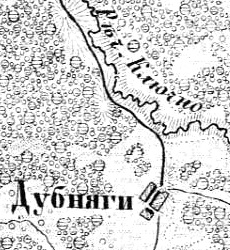 Деревня Дубняги на карте 1915 г.