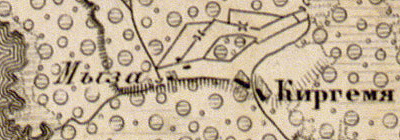 Деревня Кирьямо на карте 1863 года