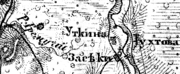 Деревня Тухтово на карте 1919 г.