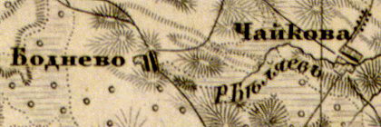 Деревня Чайково на карте 1863 г.