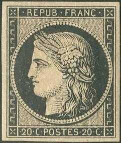 Марка Франции «Церера»[en] (1849) — для сравнения с маркой Корриентеса