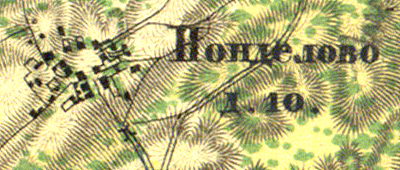 Деревня Понделово на карте 1860 года