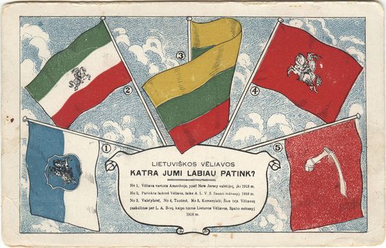 Файл:Postcard Lithuanian flags. 1918.jpg