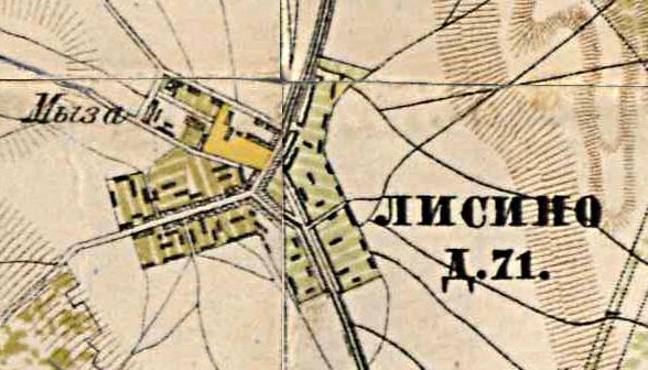 План деревни и мызы Лисино. 1885 год
