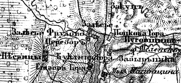 Деревня Перебор на карте 1919 г.