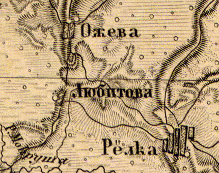 Деревня Рёлка на карте 1863 г.