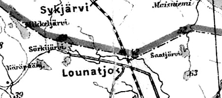 Деревня Лоунатйоки на финской карте 1923 года