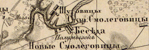 Деревня Шуговицы на карте 1863 года