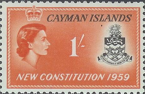 1959: новая конституция, герб Каймановых Островов, 1 шиллинг (Mi #153)