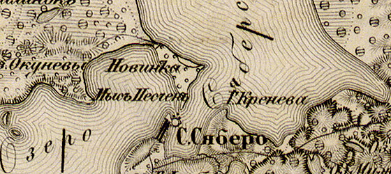 Село Сяберо на карте 1863 г.