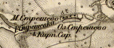 Деревня Стрешево на карте 1863 г.